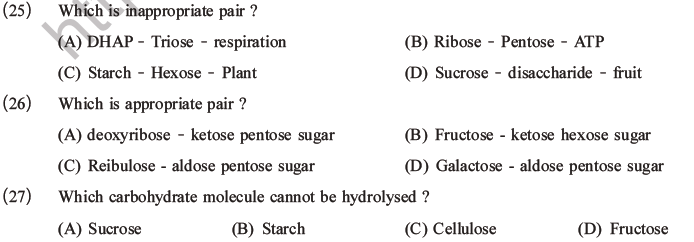 NEET Biology Biomolecules MCQs Set C, Multiple Choice Questions